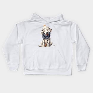 Winter Dalmatian Dog Kids Hoodie